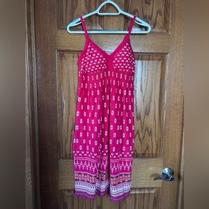 Athleta XS Bahia Pink Border Print Boho Dress Sundress Casual Hiking Athleisure